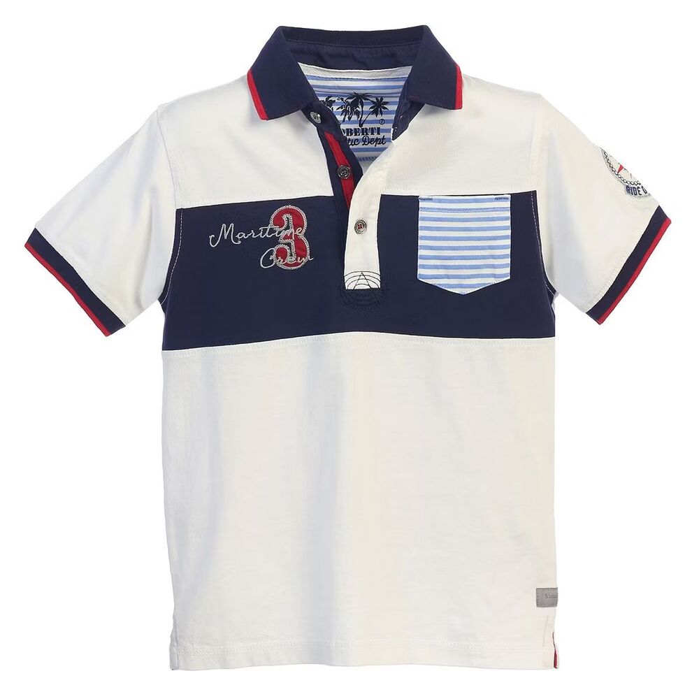 Gioberti Boy's Fashion Polo Shirt with Embroidery White Size 5 NWT